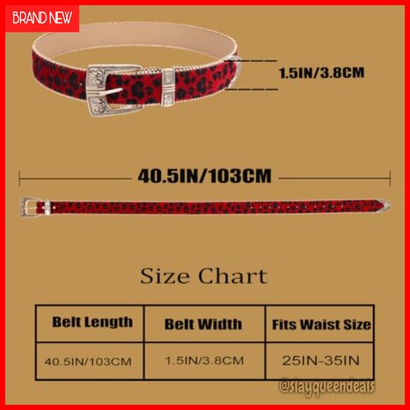 Leather Belt with Vintage Buckle for Jeans Dresses Pants